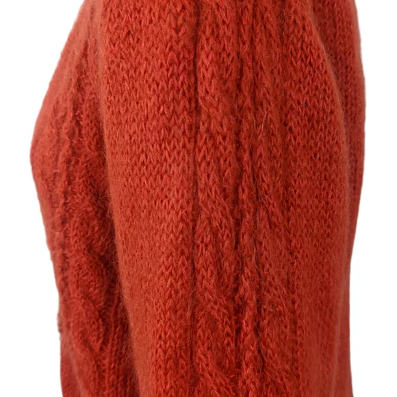 Vintage Wool Button Cardigan Sweater Womens Medium Orange DD Sloane V Neck - Picture 8 of 13